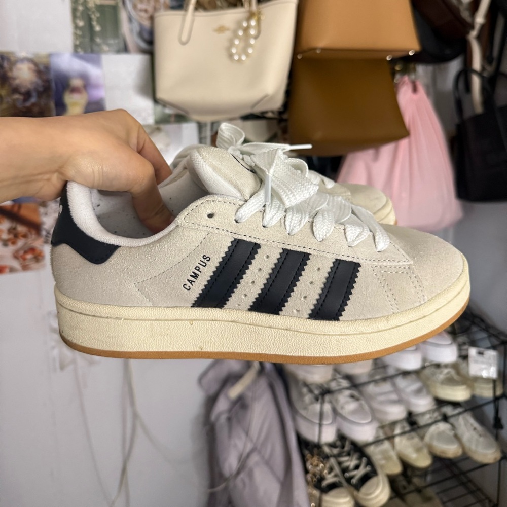 Adidas Campus Cream and Black Sneakers